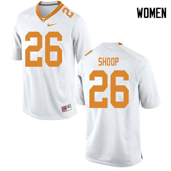 Women #26 Jay Shoop Tennessee Volunteers College Football Jerseys Sale-White